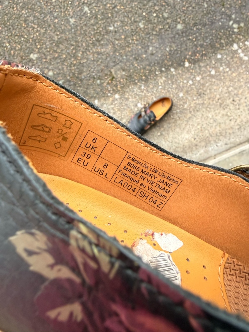 Dr. Martens Black Floral Mary Jane Flats with Double Buckle - Picture 3 of 5